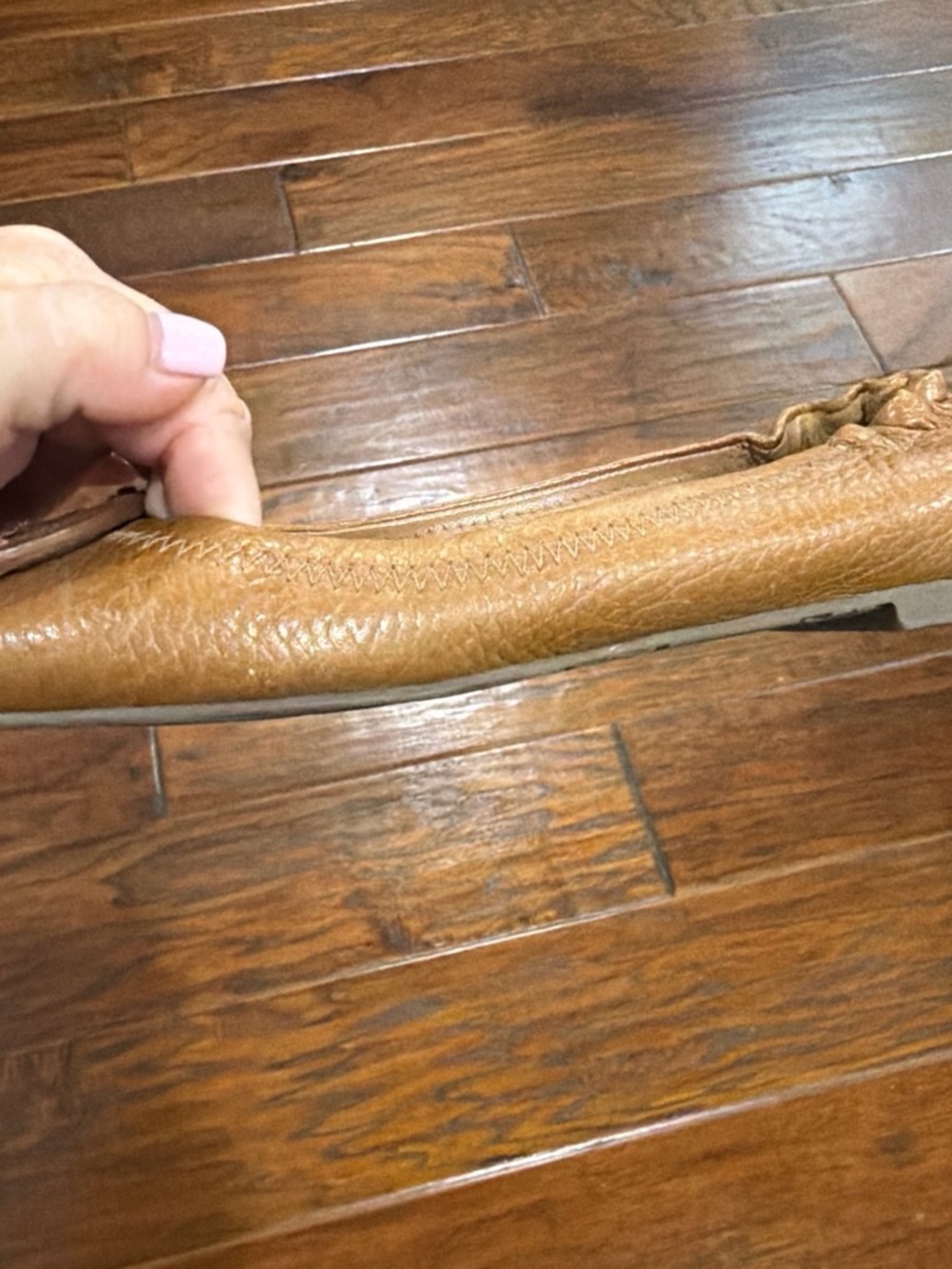 Tory Burch Cognac Leather Logo Ballet Flats - Picture 5 of 8